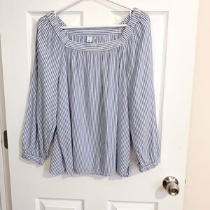 Old Navy Blue and White Striped Blouse - size L